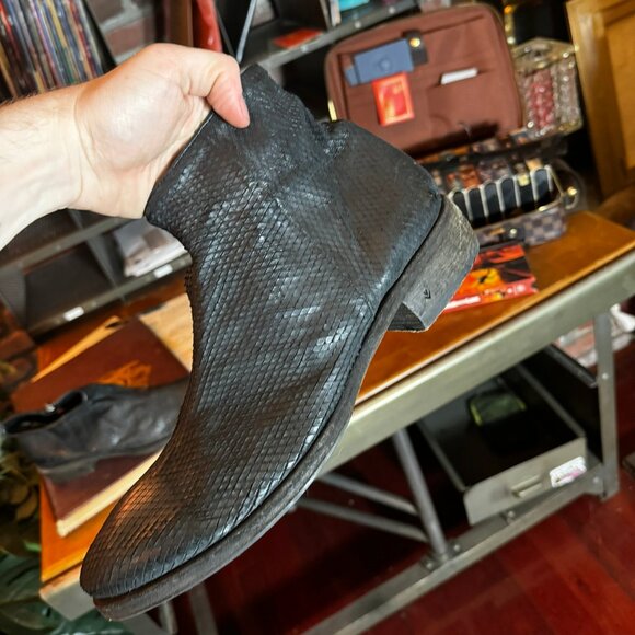 $698 JOHN VARVATOS Snakeskin Embossed Leather BOOTS (sz 10) - Picture 8 of 11